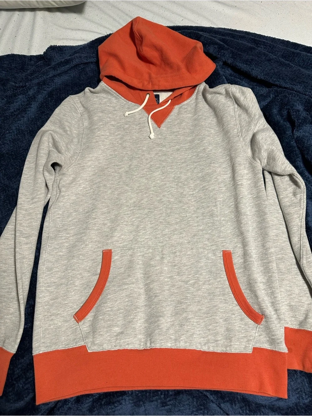 J. Crew Gray Hoodie with Orange Trim